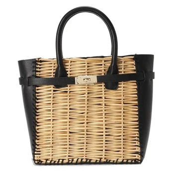 New Black Pu Straw Bag Natural Rattan Shoulder Bag Beach Handbags Weaving Handmade Crossbody Bag
New Black Pu Straw Bag Natural Rattan Shoulder Bag Beach Handbags Weaving Handmade Crossbody Bag
