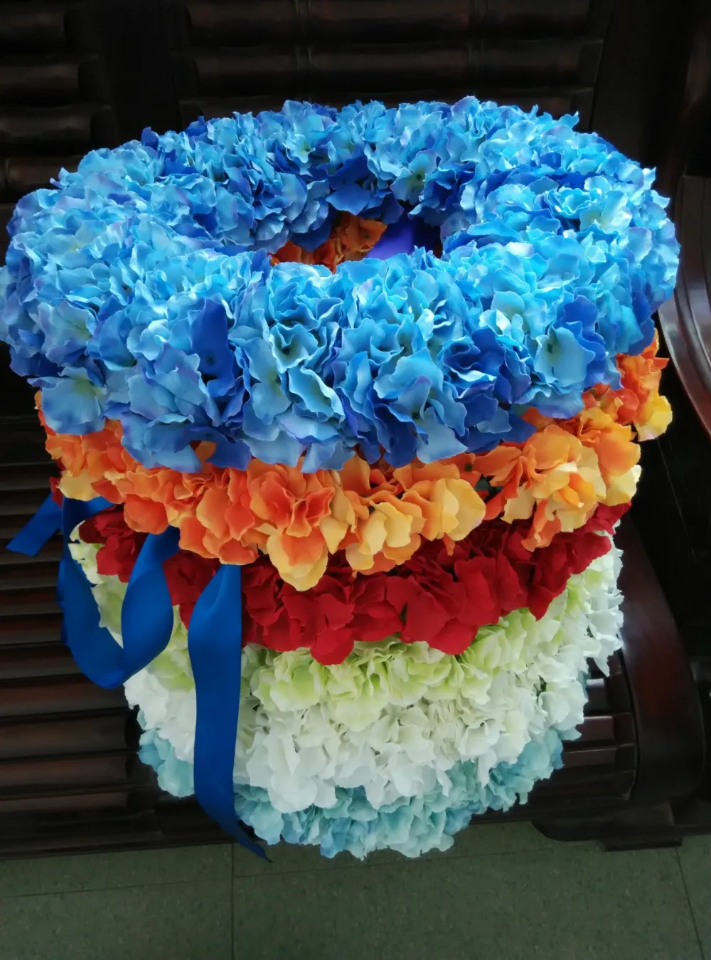 Image blue hydrangea wreaths,front door wreath 20 inches,wedding party birthday decoration flowers