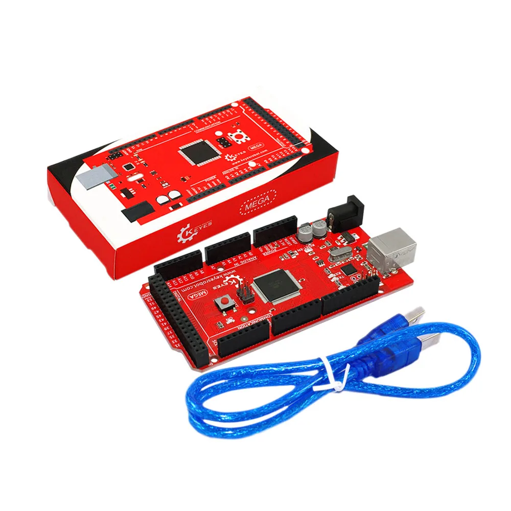 Keyes MEGA 2560 R3 for Arduino MEGA 2560 R3 + usb cable 
Keyes MEGA 2560 R3 for Arduino MEGA 2560 R3 + usb cable