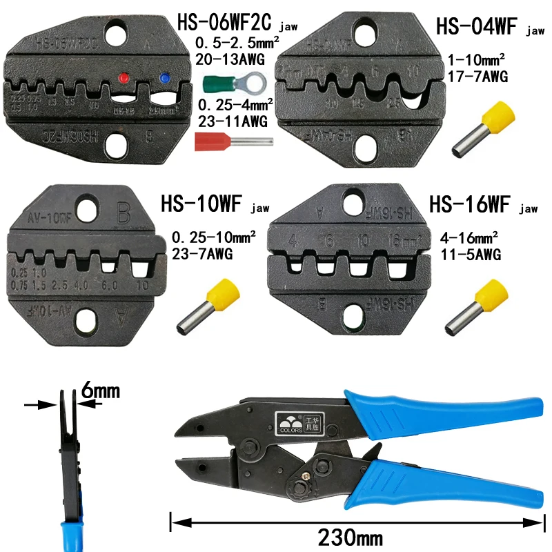 Crimping pliers jaw for 230mm pliers insulated non-insulated tubular terminal HS-06WF2C HS-04WF HS-10WF HS-16WF special jaw tool
Crimping pliers jaw for 230mm pliers insulated non-insulated tubular terminal HS-06WF2C HS-04WF HS-10WF HS-16WF special jaw tool