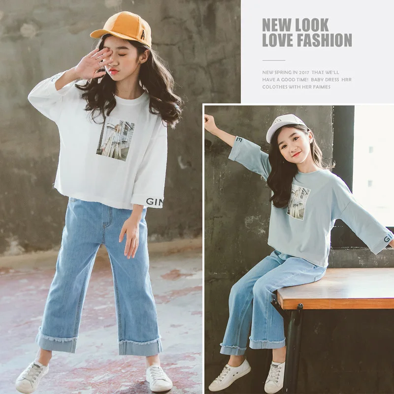 Autumn Girls Sets Children Clothes For Teenage Girls Of 8 10 12 Years Old Kids Suit Cartoon Cotton T-shirts+Denim Pants Jeans
Autumn Girls Sets Children Clothes For Teenage Girls Of 8 10 12 Years Old Kids Suit Cartoon Cotton T-shirts+Denim Pants Jeans