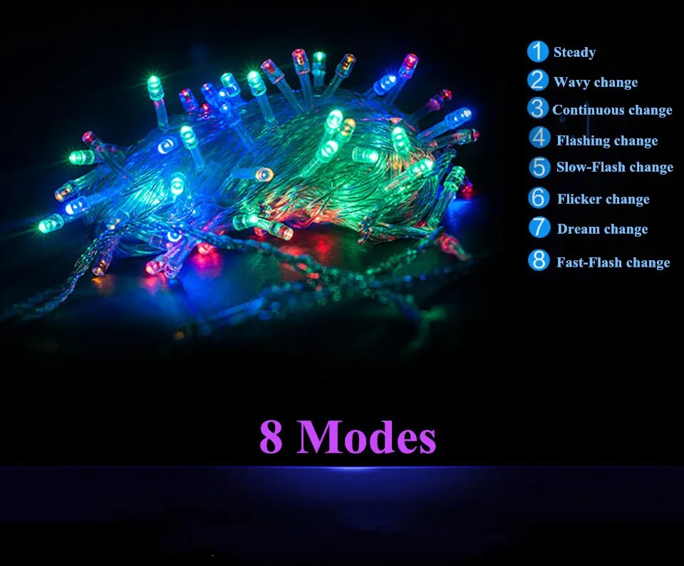 Guirlande lumineuse 100LED 10M noël/mariage/fête décoration lumières guirlande AC 110V 220V extérieur LED étanche lampe 9 couleurs LED Guirlande lumineuse 100LED 10M noël/mariage/fête décoration lumières guirlande AC 110V 220V extérieur LED étanche lampe 9 couleurs LED