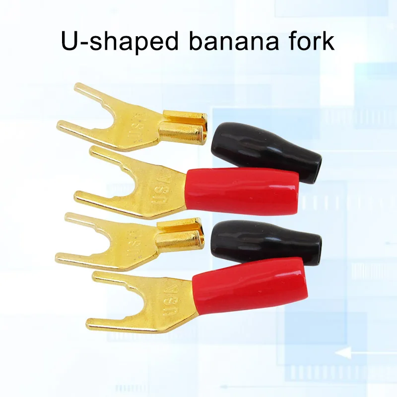 4Pcs Gold Plated Tuning Fork Banana Spade Plug Solderless Speaker Cable Power Terminals WWO66
4Pcs Gold Plated Tuning Fork Banana Spade Plug Solderless Speaker Cable Power Terminals WWO66