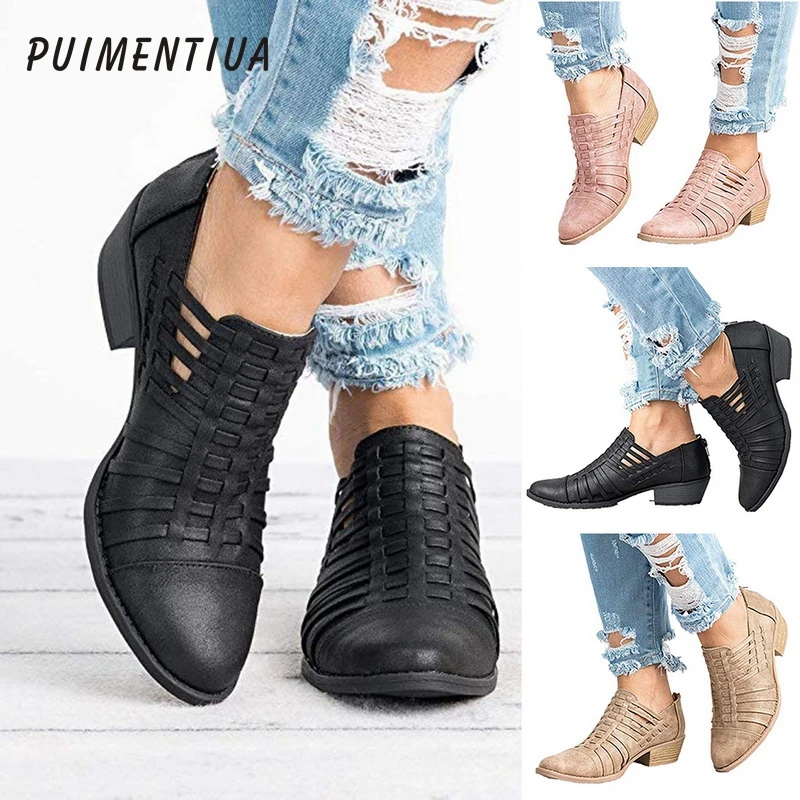 Puimentiua Women Casual Ankle Boot Cut Out Slip On Low Heel PU Leather Short Boots Female Autumn Fashion Toe Pointed Shoes Boot
Puimentiua Women Casual Ankle Boot Cut Out Slip On Low Heel PU Leather Short Boots Female Autumn Fashion Toe Pointed Shoes Boot