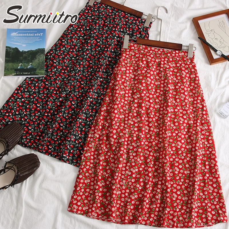Surmiitro Chiffon Cherry Print Midi Long Summer Skirt Women 2019 Fashion Korean A-line High Waist Sun School Skirt Female
Surmiitro Chiffon Cherry Print Midi Long Summer Skirt Women 2019 Fashion Korean A-line High Waist Sun School Skirt Female