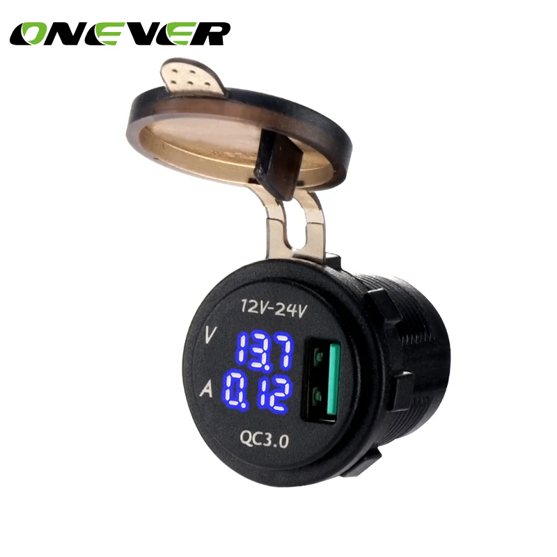 Onever QC 3.0 USB Charger Socket Outlet Power Charger Blue LED Digital Display Universal 5V 3A for Car Boat Motorcycle
Onever QC 3.0 USB Charger Socket Outlet Power Charger Blue LED Digital Display Universal 5V 3A for Car Boat Motorcycle