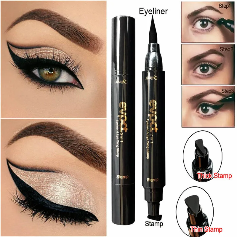 Sexy Waterproof Double Head Black wing shape Eyeliner Seal Eyeliner Stamp Pencil Cat Eye Cosmetic Makeup Tool Mascara
Sexy Waterproof Double Head Black wing shape Eyeliner Seal Eyeliner Stamp Pencil Cat Eye Cosmetic Makeup Tool Mascara