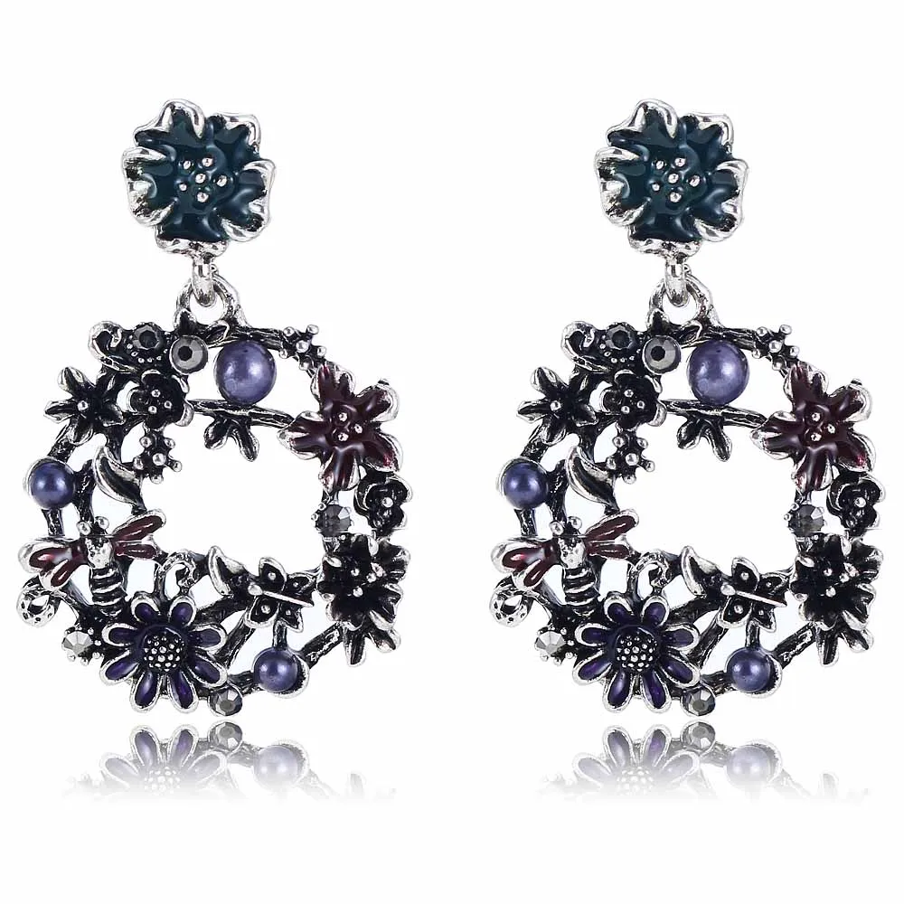 YaYi Purple Beads Black Rhinestone Earring Women's Fashion Ancient Silver Earrings gems Flower Earrings For Women Girls E1001
YaYi Purple Beads Black Rhinestone Earring Women's Fashion Ancient Silver Earrings gems Flower Earrings For Women Girls E1001