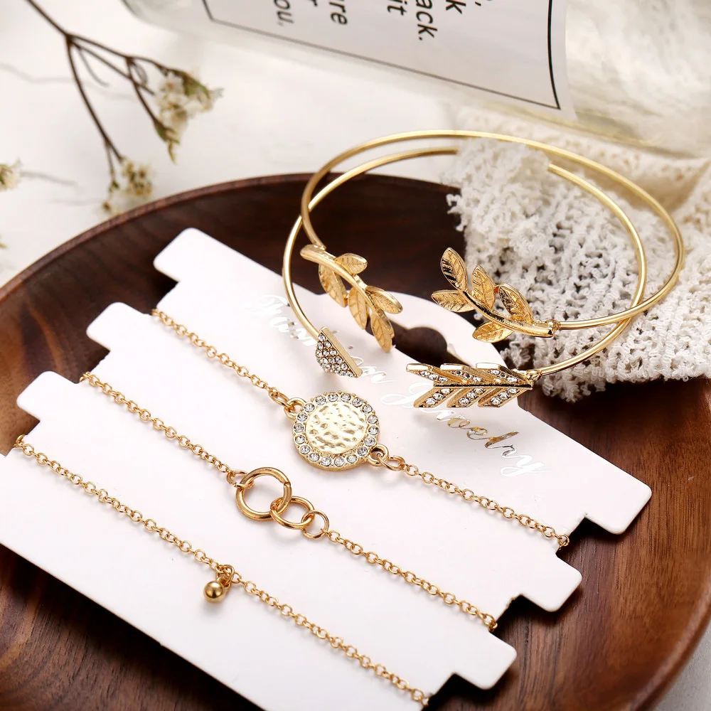 5pcs/set Bracelets Bangles For Women Leaves Arrow Infinity Double Circles Gold Color Bracelet Set Female Fashion Jewelry
5pcs/set Bracelets Bangles For Women Leaves Arrow Infinity Double Circles Gold Color Bracelet Set Female Fashion Jewelry