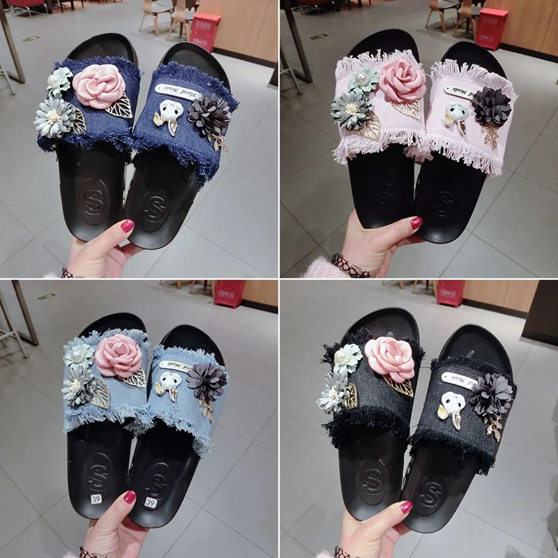 ASILETO luxury slides flower beach slippers broken denim shoes flat sandals ladies blue jeans platform pantoufle footwear zapato
ASILETO luxury slides flower beach slippers broken denim shoes flat sandals ladies blue jeans platform pantoufle footwear zapato