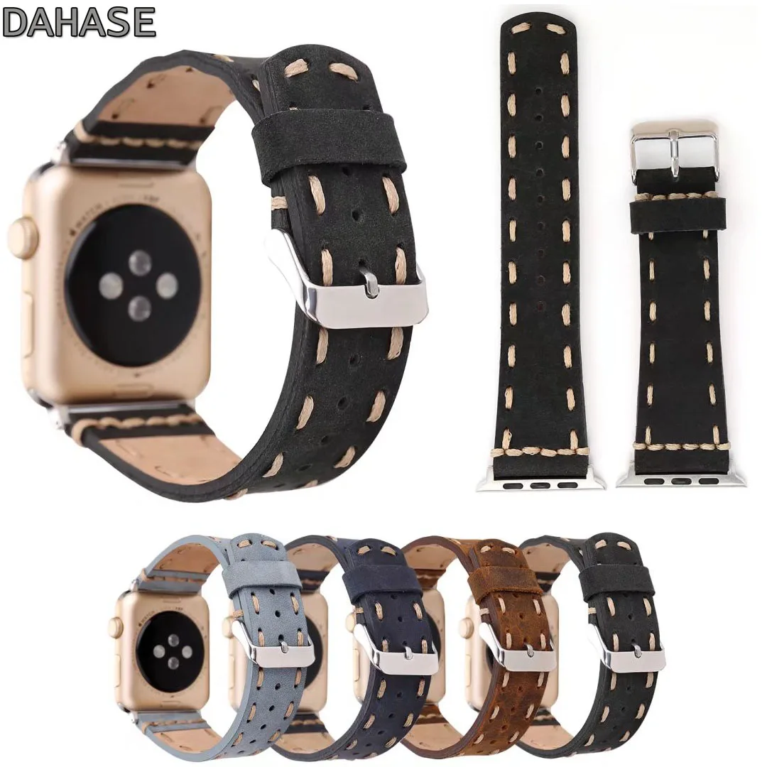 

DAHASE Strap for Apple Watch Series 1 2 3 Genuine Leather Band Retro Bracelet for iWatch 42mm 38mm Watchbands Belt