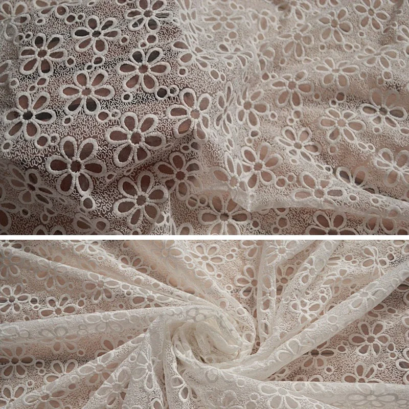 Lace Fabric White Cotton Flower Embroidery Organza Wedding Fabric for Dress 1.2m width
Lace Fabric White Cotton Flower Embroidery Organza Wedding Fabric for Dress 1.2m width