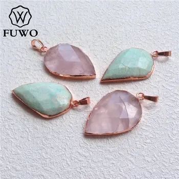 FUWO Faceted Pink Quartz Amazon Stone Pendant With Rose Gold Filled Edge Genuine Natural Crystal Stone Pendants For Women PD197
FUWO Faceted Pink Quartz Amazon Stone Pendant With Rose Gold Filled Edge Genuine Natural Crystal Stone Pendants For Women PD197