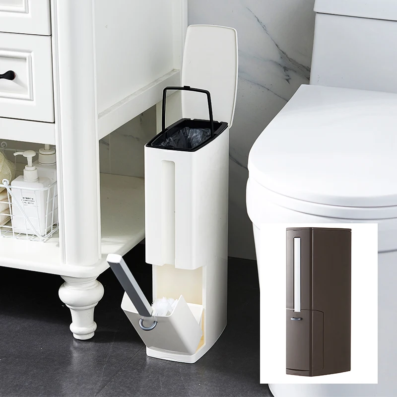 Narrow Plastic Trash Can Set with Toilet Brush Bathroom Waste Bin Dustbin Trash Cans Garbage Bucket Garbage Bag Dispenser
Narrow Plastic Trash Can Set with Toilet Brush Bathroom Waste Bin Dustbin Trash Cans Garbage Bucket Garbage Bag Dispenser