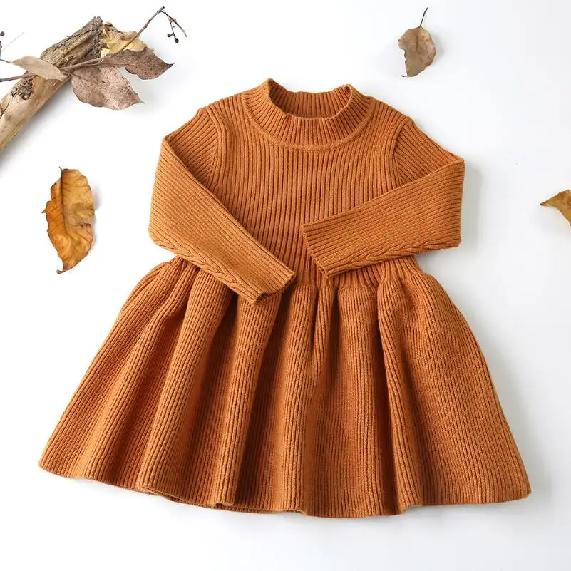 Весна-Осень-зима 2022 шерстяной вязаный свитер для девочек платье принцессы