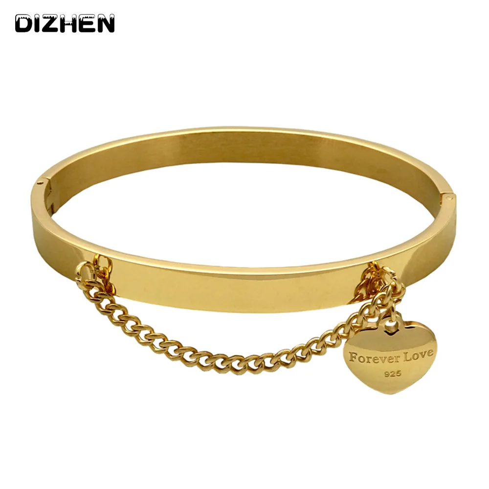 Heart Pendants Bracelet Gold/Silver PlateTitanium Steel Bangle Jewelry Wedding Bracelets & Bangles Valentine's day Gift B17096
Heart Pendants Bracelet Gold/Silver PlateTitanium Steel Bangle Jewelry Wedding Bracelets & Bangles Valentine's day Gift B17096
