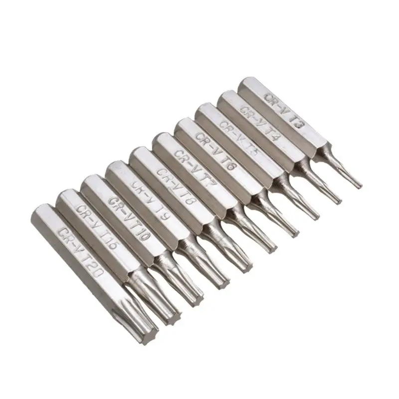 10PCS CR-V Torx Screwdriver Bits Set T3 T4 T5 T6 T7 T8 T9 T10 T15 T20 Mobile Repair Bit Plum Blossoms Repairing Head
10PCS CR-V Torx Screwdriver Bits Set T3 T4 T5 T6 T7 T8 T9 T10 T15 T20 Mobile Repair Bit Plum Blossoms Repairing Head