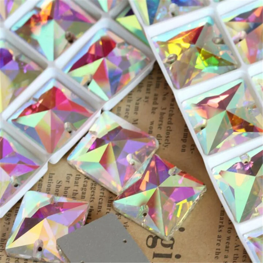 Square Sew On Crystal Rhinestone Crystal AB Bling DIY Sewing Flatback Crystal Stone With Holes Wedding Clothing Decoration
Square Sew On Crystal Rhinestone Crystal AB Bling DIY Sewing Flatback Crystal Stone With Holes Wedding Clothing Decoration