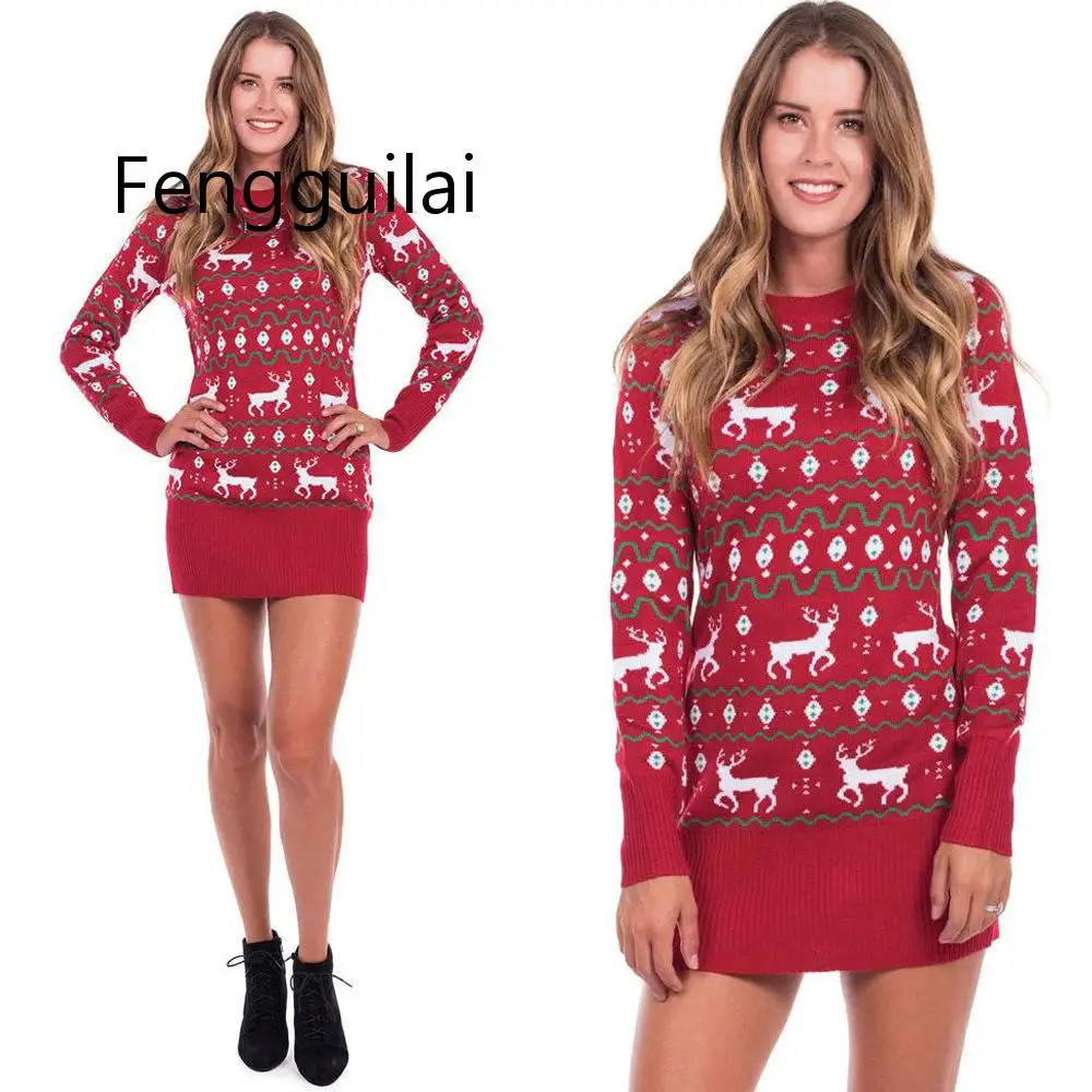 Christmas Sexy Elk Pullover Slim Sweater Dress Women Streetwear Casual Mini Sweaters Dress Female Winter Warm Sweaters Pullovers 
Christmas Sexy Elk Pullover Slim Sweater Dress Women Streetwear Casual Mini Sweaters Dress Female Winter Warm Sweaters Pullovers