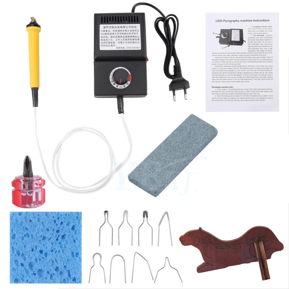 25W Pyrography Pen Machine Kit Set Wood Burning Crafts Tools Tip Holder Wood Leather EU plug US plug UK plug Optional
25W Pyrography Pen Machine Kit Set Wood Burning Crafts Tools Tip Holder Wood Leather EU plug US plug UK plug Optional