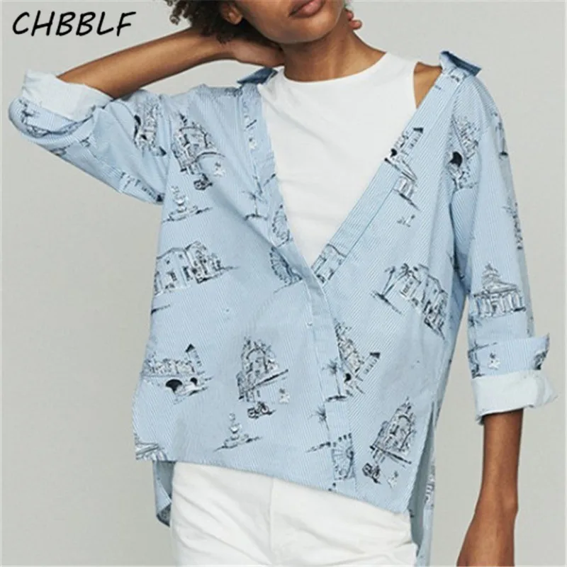 CHBBLF women print tops fake two pieces long sleeve female casual blouses loose chic shirts blusas O9201
CHBBLF women print tops fake two pieces long sleeve female casual blouses loose chic shirts blusas O9201