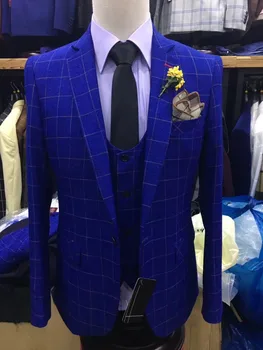 Slim Fit Royal Blue Wedding Suits For Men Classic Business Plaid Tuxedos Groom Formal Party Prom Men Suits Ternos Masculino 3PCS
Slim Fit Royal Blue Wedding Suits For Men Classic Business Plaid Tuxedos Groom Formal Party Prom Men Suits Ternos Masculino 3PCS