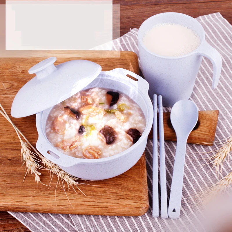 4pcs/Set Dinnerware Set Wheat Straw Children Three Lattice Tableware Set Tableware Dinnerware Food Container With Bow Cup 4pcs/Set Dinnerware Set Wheat Straw Children Three Lattice Tableware Set Tableware Dinnerware Food Container With Bow Cup
