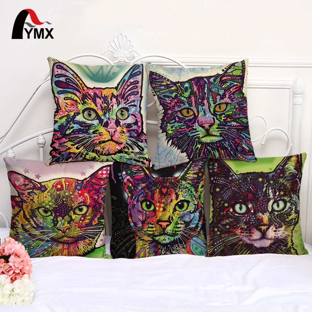 Colorful Cat Cushion Cover Cotton Linen Cat Pillowcase For Sofa Car Animal Hand Painted Cushion Cover Home Decoration
Colorful Cat Cushion Cover Cotton Linen Cat Pillowcase For Sofa Car Animal Hand Painted Cushion Cover Home Decoration
