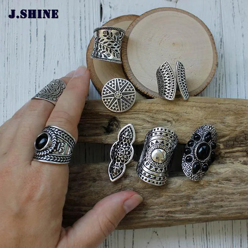 JShine New Bohemia Jewelry Ring Set Tibetan Silver Color Ring 8pcs/Set Female Costume Rings for Women Vintage Indian Jewelry
JShine New Bohemia Jewelry Ring Set Tibetan Silver Color Ring 8pcs/Set Female Costume Rings for Women Vintage Indian Jewelry