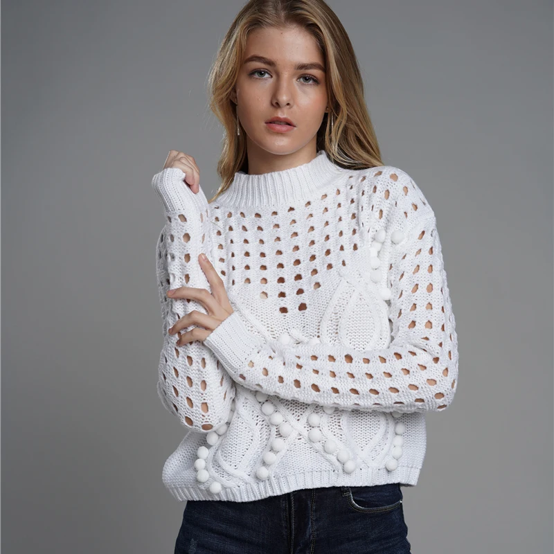 Sweater female 2019 autumn new solid color loose women's sweater hollow round neck pullover sweater women
Sweater female 2019 autumn new solid color loose women's sweater hollow round neck pullover sweater women