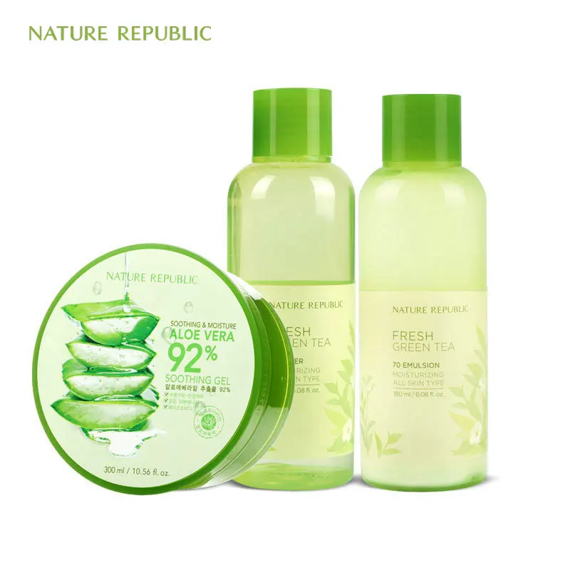 Nature Republic Fresh Green Tea Toner Emulsion Aloe Vera Moisturizing Control Oil Soothe Skin Korean Skin Care Set
Nature Republic Fresh Green Tea Toner Emulsion Aloe Vera Moisturizing Control Oil Soothe Skin Korean Skin Care Set