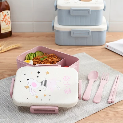 Cute Cartoon Lunch Box Microwave Dinnerware Food Storage Container Children Kids School Office Portable Bento | Дом и сад