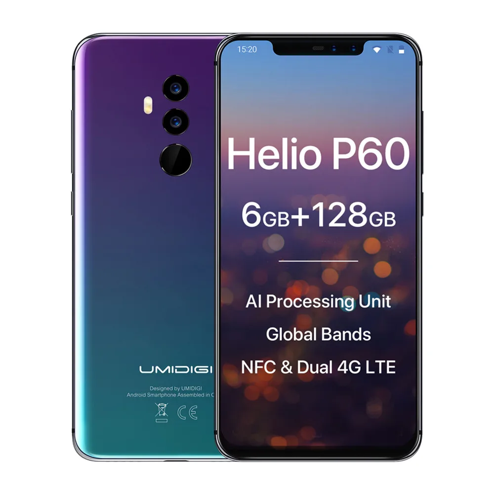 

Envios da Espanha 4G LTE Smartphone UMIDIGI UMI Z2 PRO 6GB RAM 128GB ROM Helio P60 MTK6771 2.0GHz Octa Core 6.2 Polegadas Tela