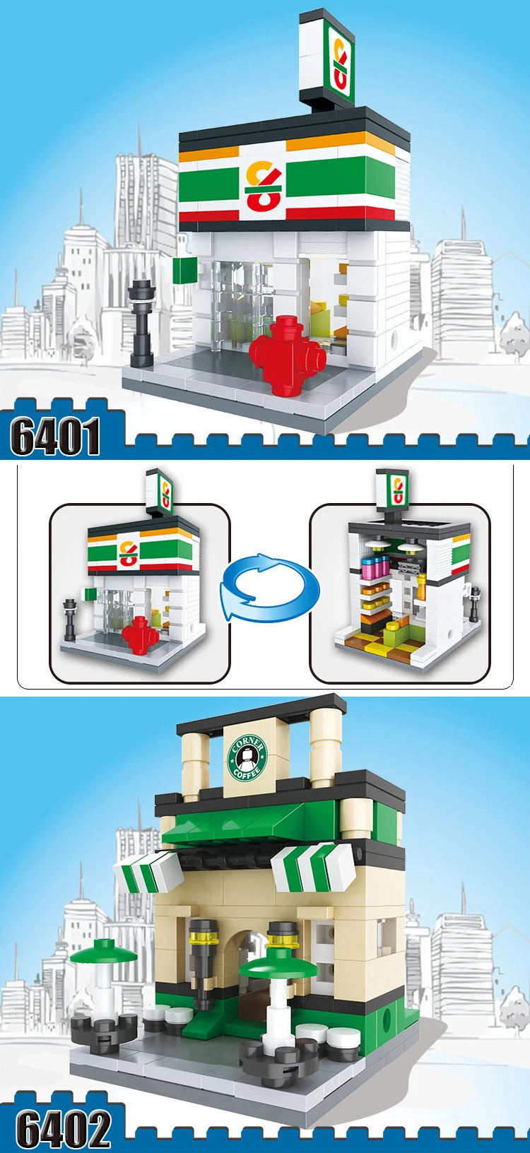 City Mini Street Scene Building Blocks Toys Architecture Model Apple Store KFCE McDonald Compatible With Legoe Toys for Children (3)