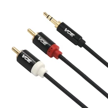 VCE 3.5mm to 2 RCA Male to Male Stereo Audio Y Cable Gold Plated - 1m,2m,3m