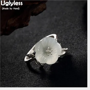 Uglyless 100% Genuine Natural Jade Plum Flower Open Rings for Women Solid 925 Sterling Silver Fine Jewelry Thai Silver Leaf Ring
Uglyless 100% Genuine Natural Jade Plum Flower Open Rings for Women Solid 925 Sterling Silver Fine Jewelry Thai Silver Leaf Ring