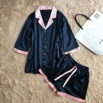 High Quality Spring Summer Pyjamas Set Women Soft Comfortable Sleepwear Silk Pajamas Sets
High Quality Spring Summer Pyjamas Set Women Soft Comfortable Sleepwear Silk Pajamas Sets