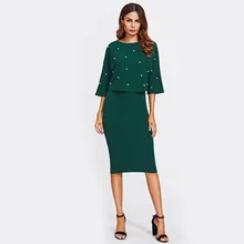 2018 New Pearl Embellished Spring Summer Dress Elegant Womens Dresses Solid Green Half Sleeve Knee Length Sheath Two Piece
2018 New Pearl Embellished Spring Summer Dress Elegant Womens Dresses Solid Green Half Sleeve Knee Length Sheath Two Piece
