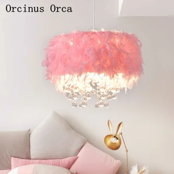 Nordic modern color feather chandelier Girl Bedroom Princess Room children's room lamp creative pink LED Crystal Chandelier
Nordic modern color feather chandelier Girl Bedroom Princess Room children's room lamp creative pink LED Crystal Chandelier