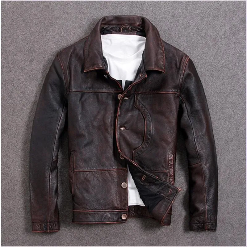 HARLEY DAMSON Vintage Brown Men American Casual Style Leather Jacket Plus Size XXXXXL Genuine Cowhhuide Autumn Leather Coat
HARLEY DAMSON Vintage Brown Men American Casual Style Leather Jacket Plus Size XXXXXL Genuine Cowhhuide Autumn Leather Coat