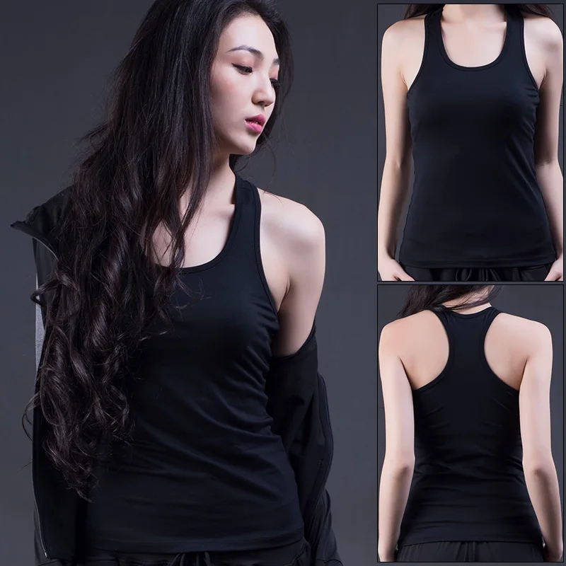 Women Sports Black Vests Fitness Running Yoga Tops Girls Quick-dry Sleeveless Gym Clothes | Спорт и развлечения