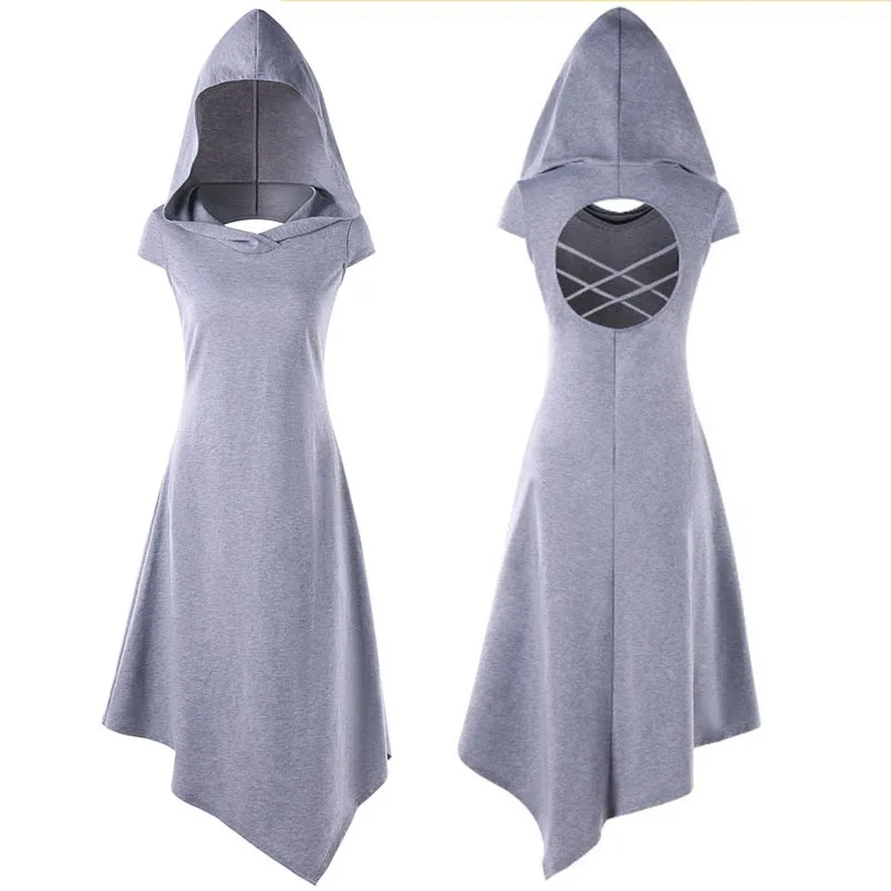 Solid color Women dress Swing Vintage Gothic Steampunk Cut Out Hollow Hooded Party Club Long Asymmetric Ladies
Solid color Women dress Swing Vintage Gothic Steampunk Cut Out Hollow Hooded Party Club Long Asymmetric Ladies