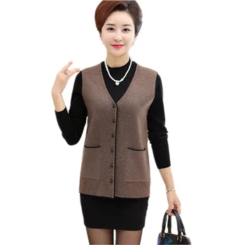 2018 Female Cardigan Women V-Neck Sleeveless Knitted Sweater Cardigan Lady Single Breasted Plus Size Sweater Outwear Vest F561