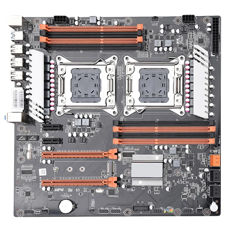 

X79 Dual Cpu Lga2011 Motherboard Support For Dual Intel E5 2689 2670 Ddr3 1333/1600 / 1866Mhz 256Gb M.2 Nvme Sata3 Usb3.0 E-At