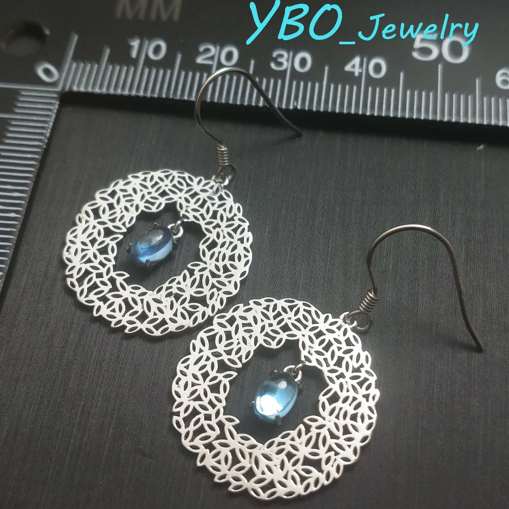 YBO,Big round earring 925 sterling silver with natural topaz setting olive leaf design popular silver earring for women and gril
YBO,Big round earring 925 sterling silver with natural topaz setting olive leaf design popular silver earring for women and gril
