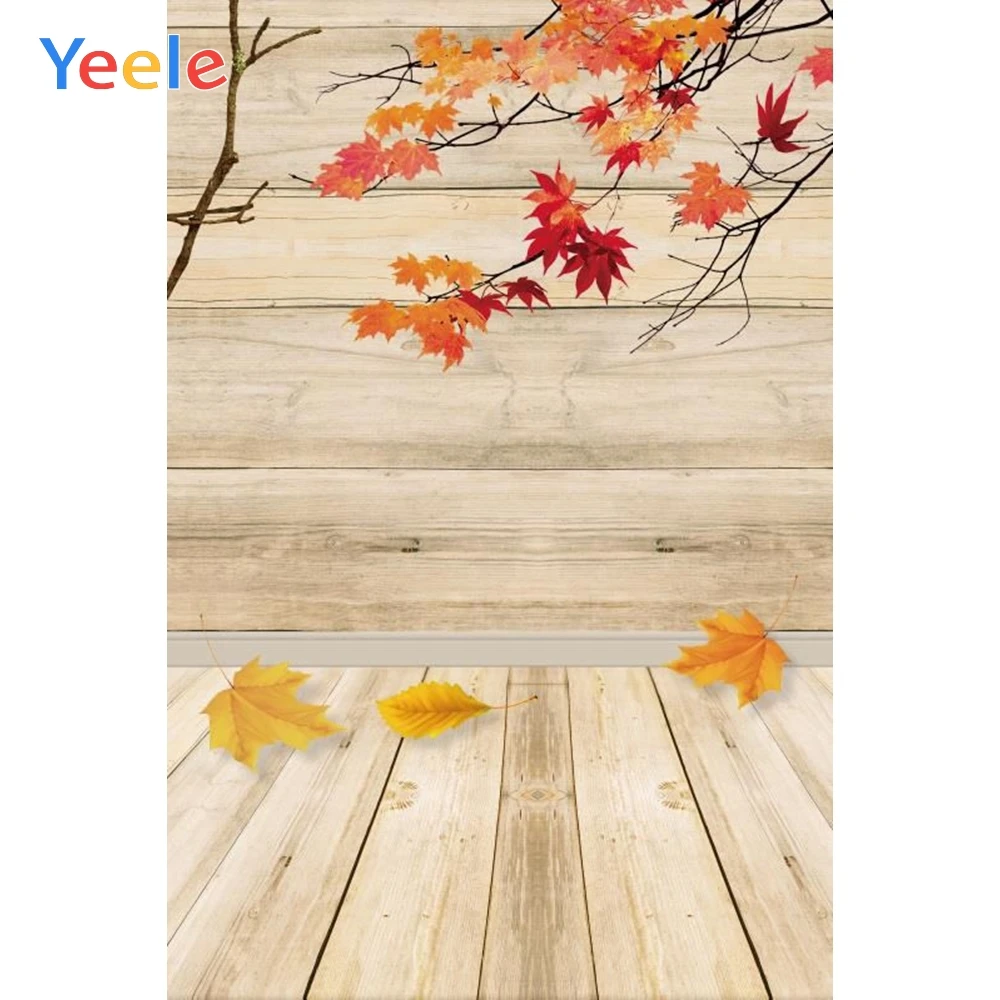 Yeele Vinyl Wood Board Leaves Photography Backdrop Custom Autumn Newborn Baby Portrait Photographic Background For Photo Studio |
