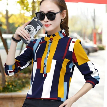 New Casual Chiffon Women Blouse Women's Striped Elegant Printed Blouses Long Sleeve OL Office Women Shirt
New Casual Chiffon Women Blouse Women's Striped Elegant Printed Blouses Long Sleeve OL Office Women Shirt