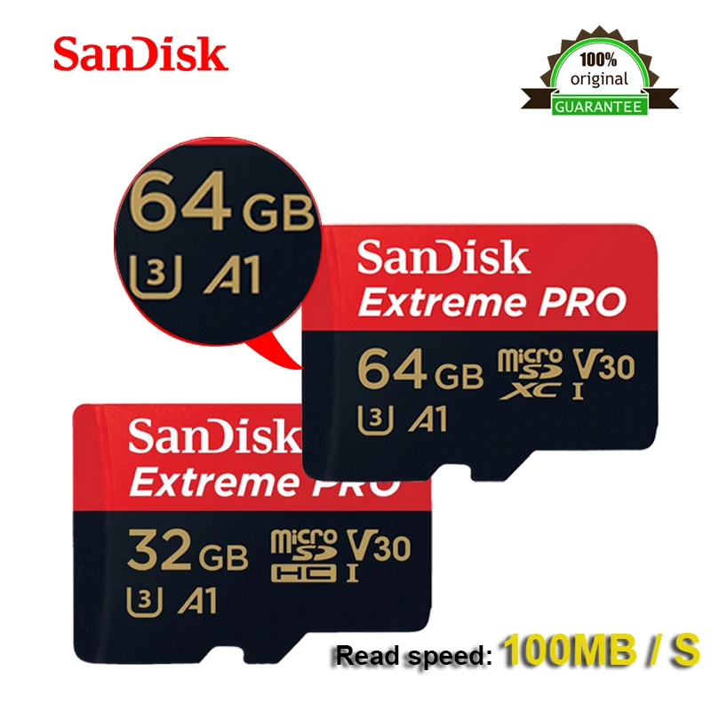 

SanDisk Extreme Pro 64GB 32GB microSDXC UHS-I Memory Card micro SD Card 32GB microSDHC TF 100MB/s Class10 U3 With SD Adapter