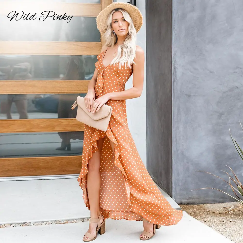 WildPinky Vintage Polka Dot Print Summer Dress Ruffle Sexy Long Dress Bohemian Women Dress Holiday Beach Dress Female Vestidos
WildPinky Vintage Polka Dot Print Summer Dress Ruffle Sexy Long Dress Bohemian Women Dress Holiday Beach Dress Female Vestidos