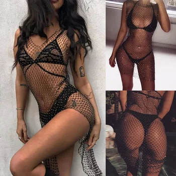 Sexy Crystal Diamonds Dress Women Sleeveless High Waist Crochet Beach Cover Up Fishnet Sarong Wrap Bikini Dress Black/White
Sexy Crystal Diamonds Dress Women Sleeveless High Waist Crochet Beach Cover Up Fishnet Sarong Wrap Bikini Dress Black/White